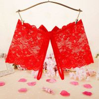 P592 - Celana Dalam Wanita Panties Boyshort Seksi Merah Transparan Crotchless - 2