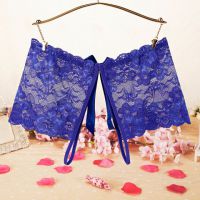P595 - Celana Dalam Wanita Panties Boyshort Seksi Biru Transparan Crotchless - 2