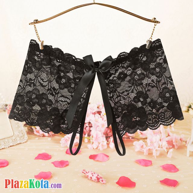 P596 - Celana Dalam Wanita Panties Boyshort Seksi Hitam Transparan Crotchless - Photo 1