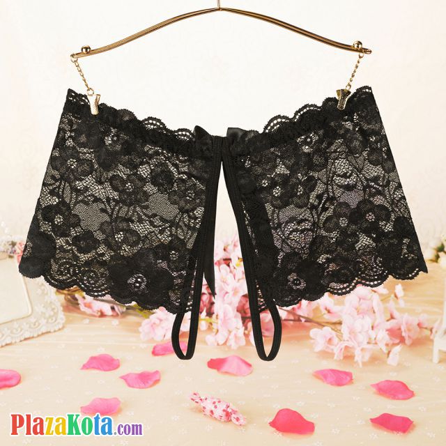 P596 - Celana Dalam Wanita Panties Boyshort Seksi Hitam Transparan Crotchless - Photo 2