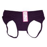 P607 - Celana Dalam Wanita Panties Hipster Seksi Ungu Crotchless Terbuka Belakang