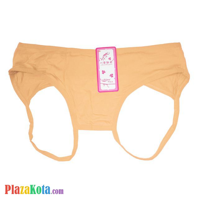 P609 - Celana Dalam Wanita Panties Hipster Seksi Krem Crotchless Terbuka Belakang - Photo 1