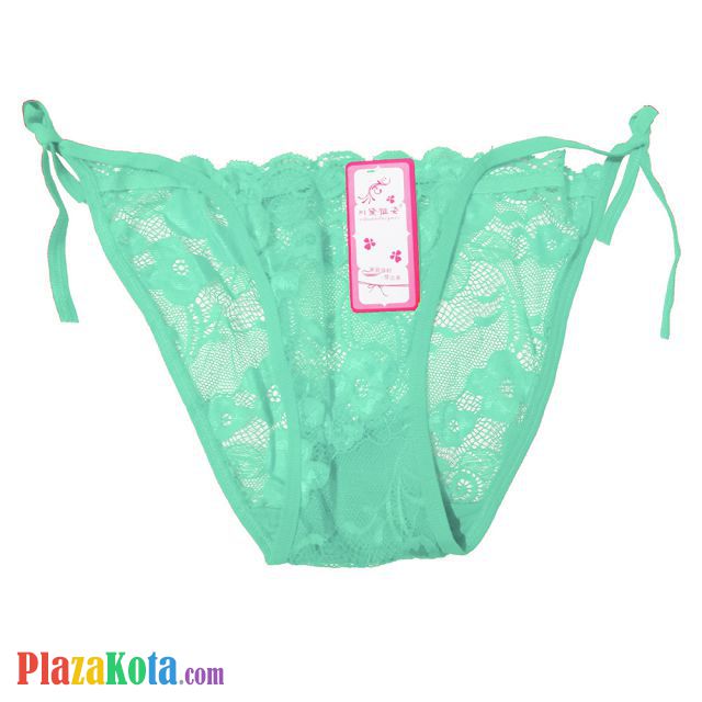 P614 - Celana Dalam Wanita Panties Thong Seksi Hijau Transparan Ikat Samping - Photo 1