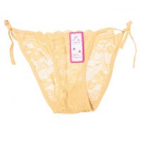 P615 - Celana Dalam Wanita Panties Thong Seksi Krem Transparan Ikat Samping
