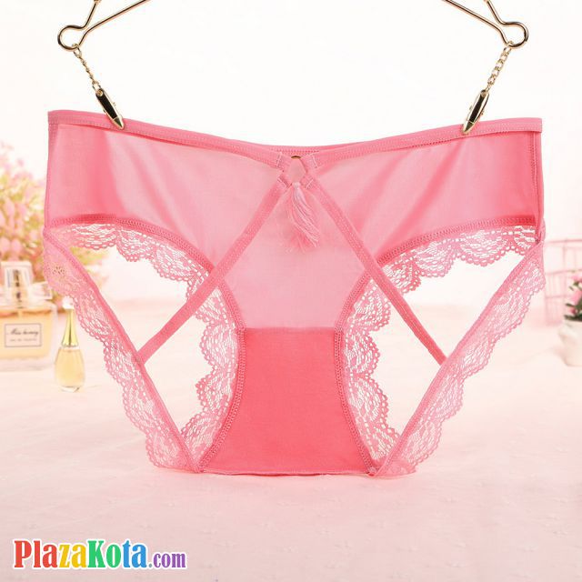 P622 - Celana Dalam Wanita Panties Hipster Seksi Magenta Transparan Renda Terbuka Belakang - Photo 1