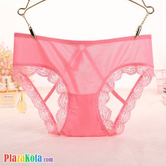 P622 - Celana Dalam Wanita Panties Hipster Seksi Magenta Transparan Renda Terbuka Belakang - Photo 2