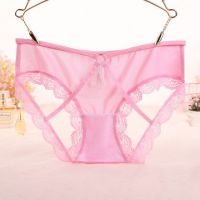P623 - Celana Dalam Wanita Panties Hipster Seksi Pink Transparan Renda Terbuka Belakang