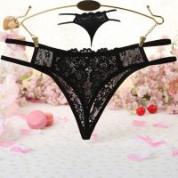 P628 - Celana Dalam Wanita Panties Hipster Seksi Hitam Transparan Crotchless Tali 2 - 2