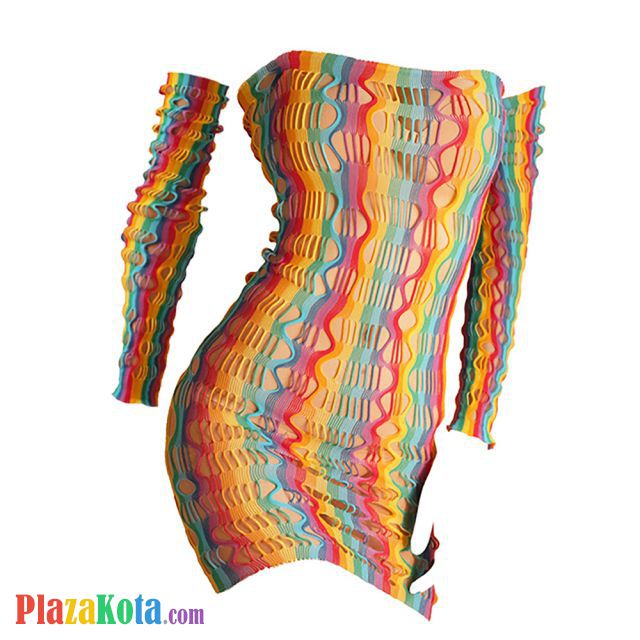 BS228 - Bodystocking Half Body Kemben Fishnet Pelangi Warna-Warni Transparan Manset Lengan Panjang - Photo 1 BS228 - Bodystocking Half Body Kemben Fishnet Pelangi Warna-Warni Transparan Manset Lengan Panjang - Photo 1