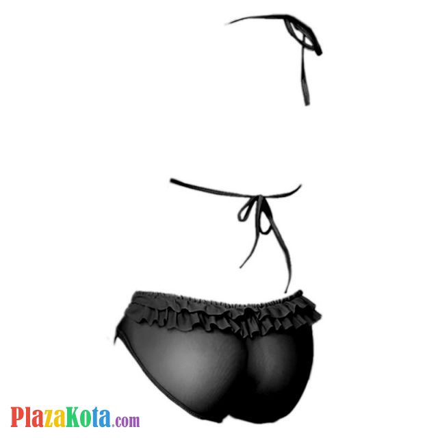 L1286 - Baju Tidur Dinas Malam Wanita Lingerie Teddy Bodysuit Seksi Halter Hitam Transparan Crotchless - Photo 2