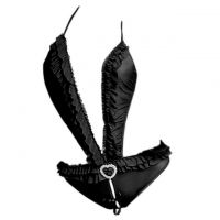 L1286 - Baju Tidur Dinas Malam Wanita Lingerie Teddy Bodysuit Seksi Halter Hitam Transparan Crotchless