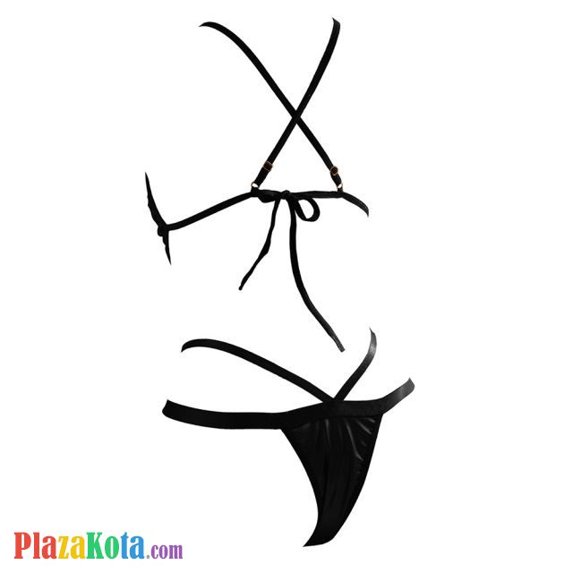 L1290 - Baju Tidur Dinas Malam Wanita Lingerie Set Stocking Seksi Tali Silang Hitam Garter - Photo 2