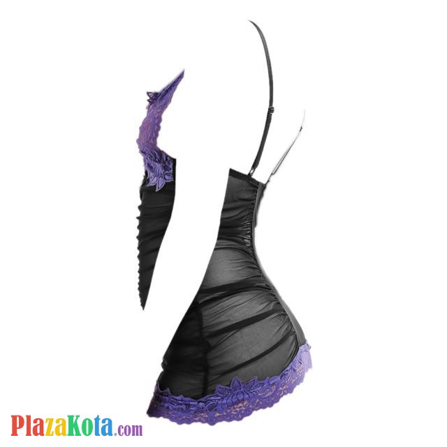 L1294 - Baju Tidur Dinas Malam Wanita Lingerie Bodycon Sheath Dress Seksi Hitam Transparan Open Cup - Photo 2