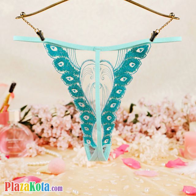 GS367 - Celana Dalam Wanita G-String Seksi T-Back Hijau Tepi Bordir - Photo 2