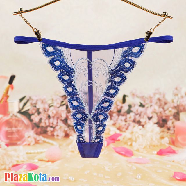 GS369 - Celana Dalam Wanita G-String Seksi T-Back Biru Tepi Bordir - Photo 1 GS369 - Celana Dalam Wanita G-String Seksi T-Back Biru Tepi Bordir - Photo 1