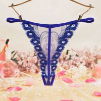 GS369 - Celana Dalam Wanita G-String Seksi T-Back Biru Tepi Bordir - 2