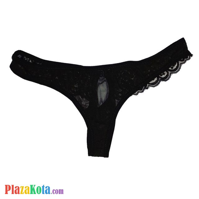 GP073 - Celana Dalam Pria G-String Seksi Hitam Transparan Renda Lubang Depan - Photo 2