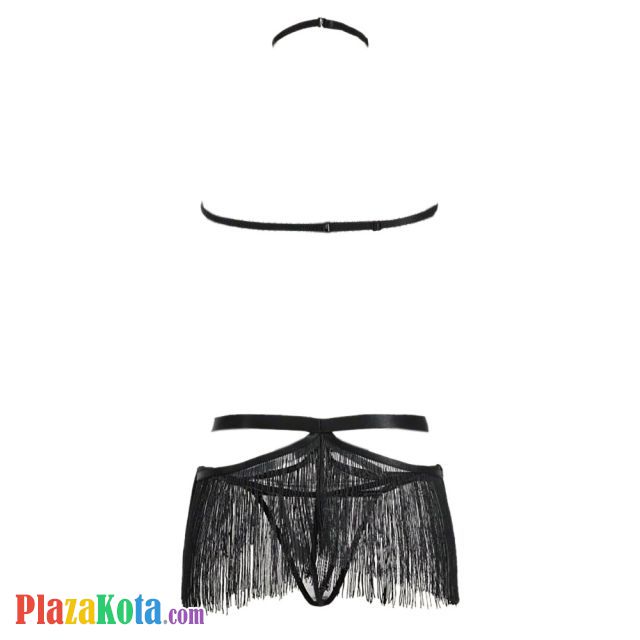 B359 - Pakaian Dalam Wanita Bra Set Bralette Seksi Halter Hitam Rumbai - Photo 2