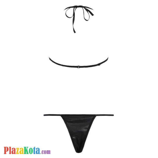 B360 - Pakaian Dalam Wanita Bra Set Kawat Underwire Seksi Halter Open Cup Hitam - Photo 2