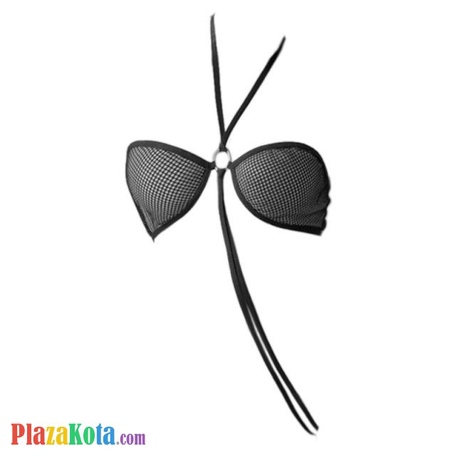 L1298 - Baju Tidur Dinas Malam Wanita Lingerie Teddy Bodysuit Seksi Halter Hitam Crotchless - Photo 1