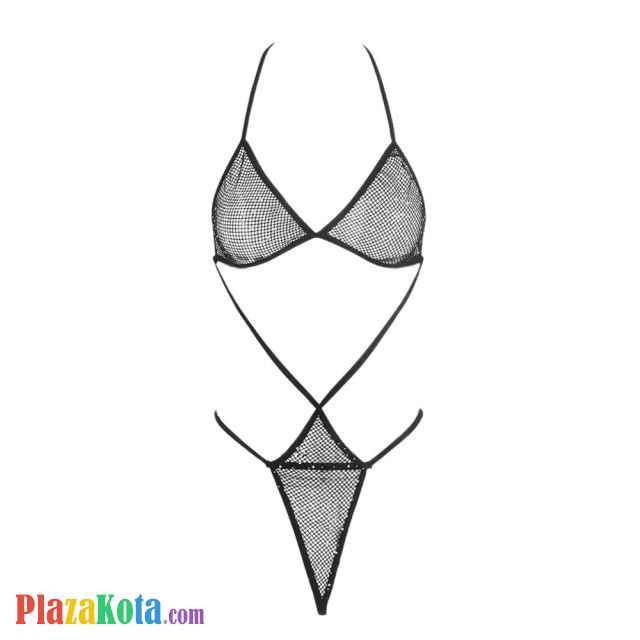 L1299 - Baju Tidur Dinas Malam Wanita Lingerie Teddy Bodysuit Seksi Halter Hitam - Photo 1