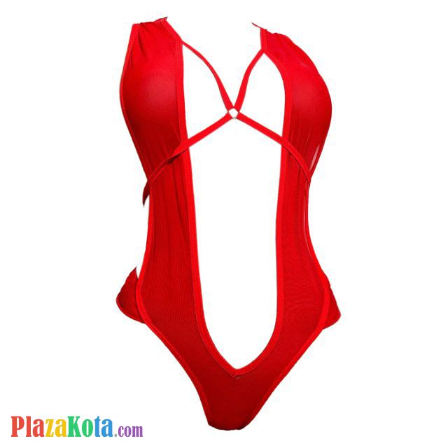 L1300 - Baju Tidur Dinas Malam Wanita Lingerie Teddy Bodysuit Seksi Halter Merah - Photo 1