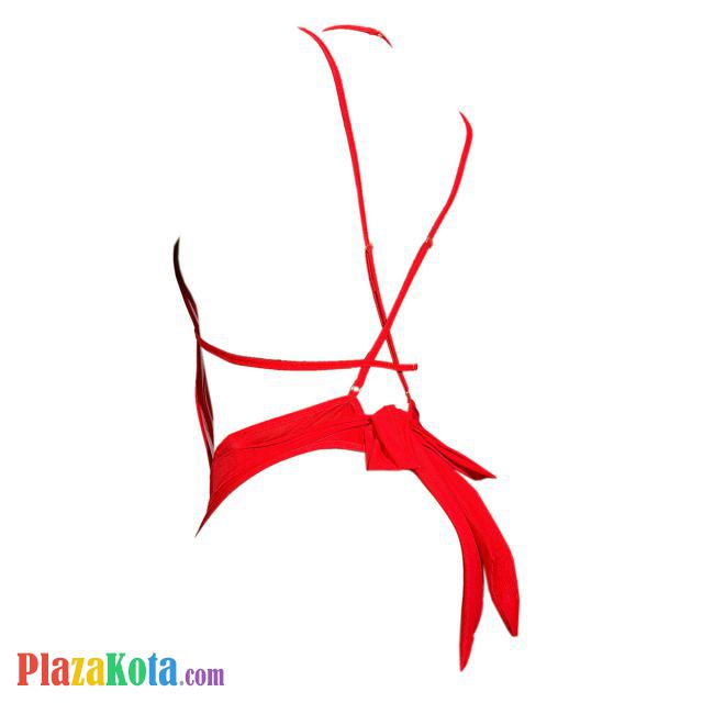 L1300 - Baju Tidur Dinas Malam Wanita Lingerie Teddy Bodysuit Seksi Halter Merah - Photo 2