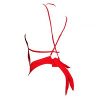 L1300 - Baju Tidur Dinas Malam Wanita Lingerie Teddy Bodysuit Seksi Halter Merah - 2