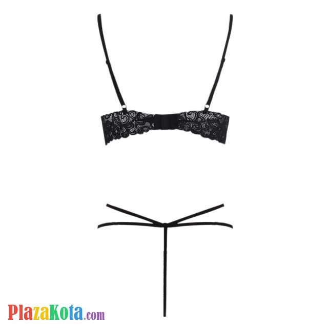 B364 - Pakaian Dalam Wanita Bra Set Bralette Seksi Open Cup Hitam Tali 2 - Photo 2