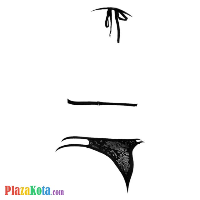 B367 - Pakaian Dalam Wanita Bra Set Bralette Seksi Halter Hitam Panties Thong - Photo 2