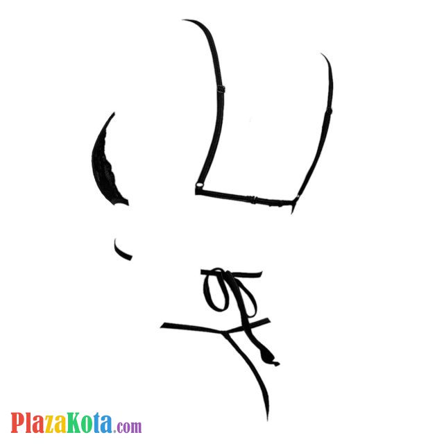 B368 - Pakaian Dalam Wanita Bra Set Bralette Seksi Hitam Rantai Koin Gold - Photo 2