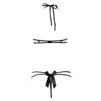 L1306 - Baju Tidur Dinas Malam Wanita Lingerie Teddy Bodysuit Seksi Halter Macan Tutul Coklat Transparan Crotchless - 2