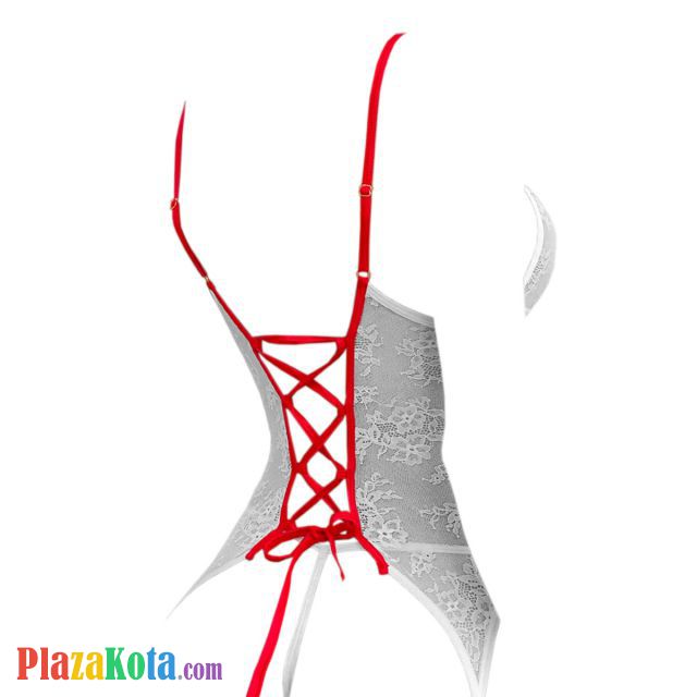 L1309 - Lingerie Costume Cosplay Seksi Tema Suster Perawat Nurse Putih Transparan Bando Garter Stocking - Photo 2