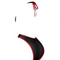 L1310 - Lingerie Costume Cosplay Seksi Tema Pelajar Seragam Sekolah Student Halter Hitam Transparan Dasi - 2