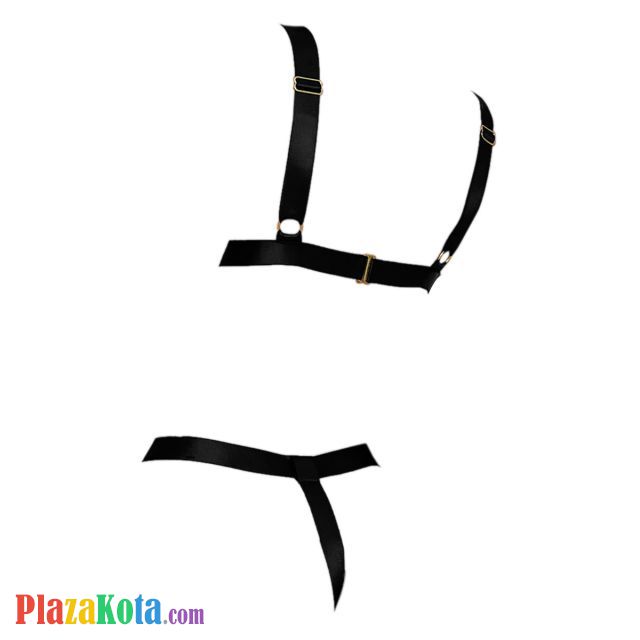 B371 - Pakaian Dalam Wanita Bra Set Bralette Seksi Hitam Transparan Rantai Gold - Photo 2