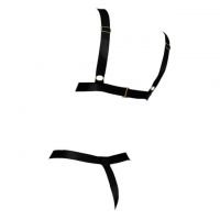 B371 - Pakaian Dalam Wanita Bra Set Bralette Seksi Hitam Transparan Rantai Gold - 2