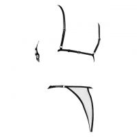 B372 - Pakaian Dalam Wanita Bra Set Bralette Seksi Putih Transparan Panties Thong Tali Silang-Silang - 2