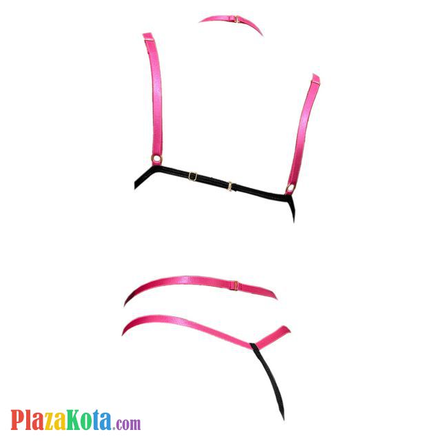 B374 - Pakaian Dalam Wanita Bra Set Bralette Seksi Hitam Transparan Tali Magenta - Photo 2