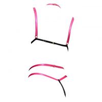 B374 - Pakaian Dalam Wanita Bra Set Bralette Seksi Hitam Transparan Tali Magenta - 2