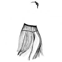 L1314 - Baju Tidur Dinas Malam Wanita Lingerie Babydoll Mini Dress Seksi Halter Hitam Transparan Rumbai - 2