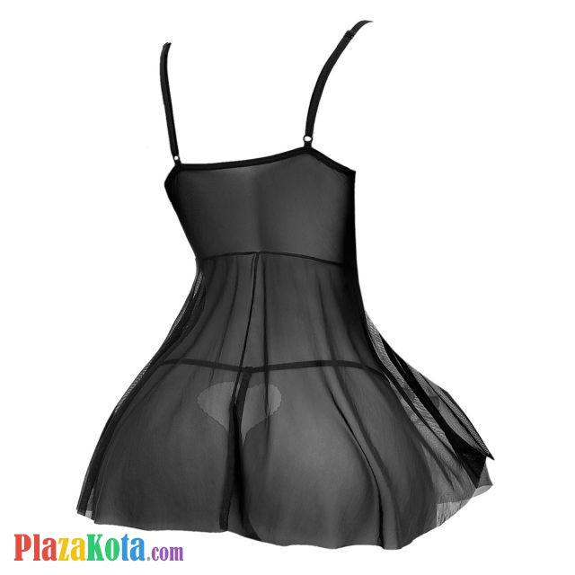 L1317 - Baju Tidur Dinas Malam Wanita Lingerie Mini Dress Gaun Pendek Seksi Hitam Transparan - Photo 2