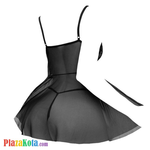 L1318 - Baju Tidur Dinas Malam Wanita Lingerie Babydoll Mini Dress Seksi Hitam Transparan Belah Depan - Photo 2