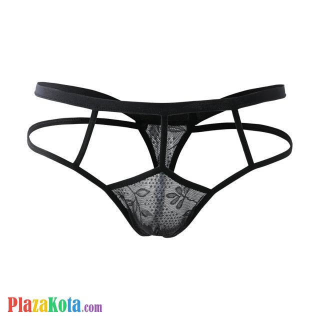 GP076 - Celana Dalam Pria G-String Seksi Hitam Transparan Tali 2 - Photo 2