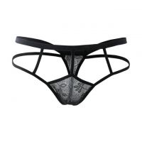 GP076 - Celana Dalam Pria G-String Seksi Hitam Transparan Tali 2 - 2