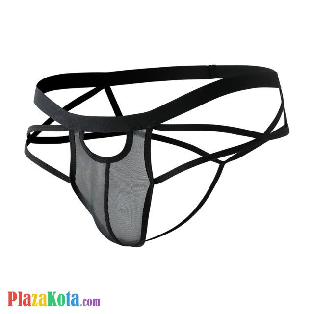 GP080 - Celana Dalam Pria G-String Seksi Hitam Transparan Tali 2 - Photo 1