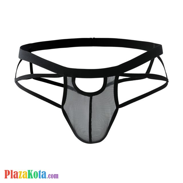GP080 - Celana Dalam Pria G-String Seksi Hitam Transparan Tali 2 - Photo 2