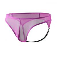 GP082 - Celana Dalam Pria G-String Seksi Ungu Transparan Terbuka Belakang