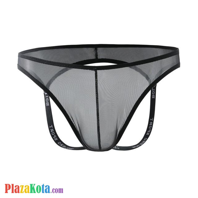 GP084 - Celana Dalam Pria G-String Seksi Hitam Transparan Terbuka Belakang - Photo 2