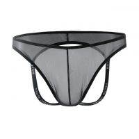 GP084 - Celana Dalam Pria G-String Seksi Hitam Transparan Terbuka Belakang - 2