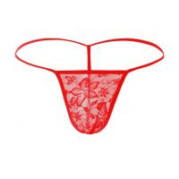 GP085 - Celana Dalam Pria G-String Seksi Merah Transparan T-Back - 2